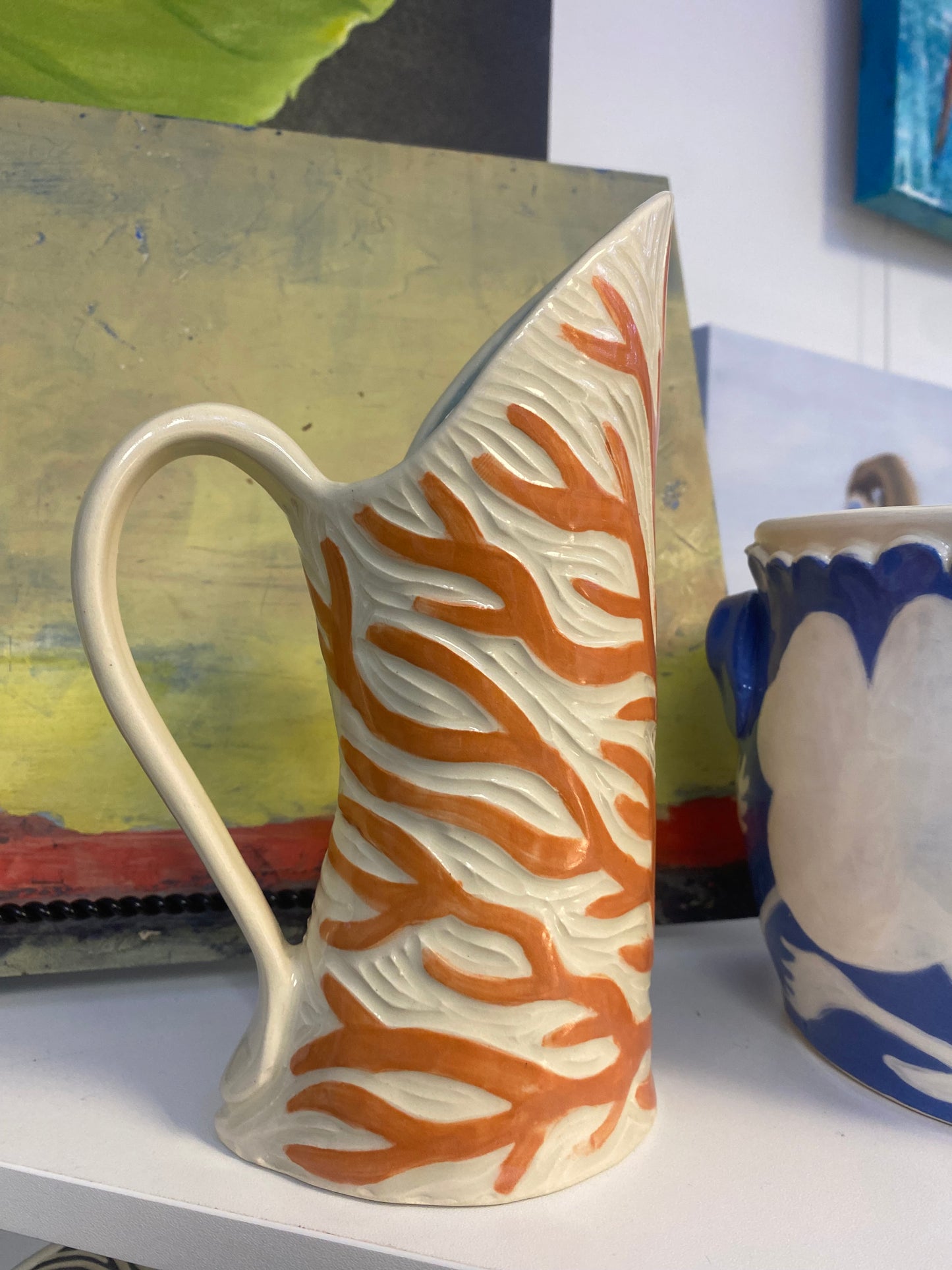 “Coral Swirls Pitcher”/Local Artwork Pottery
