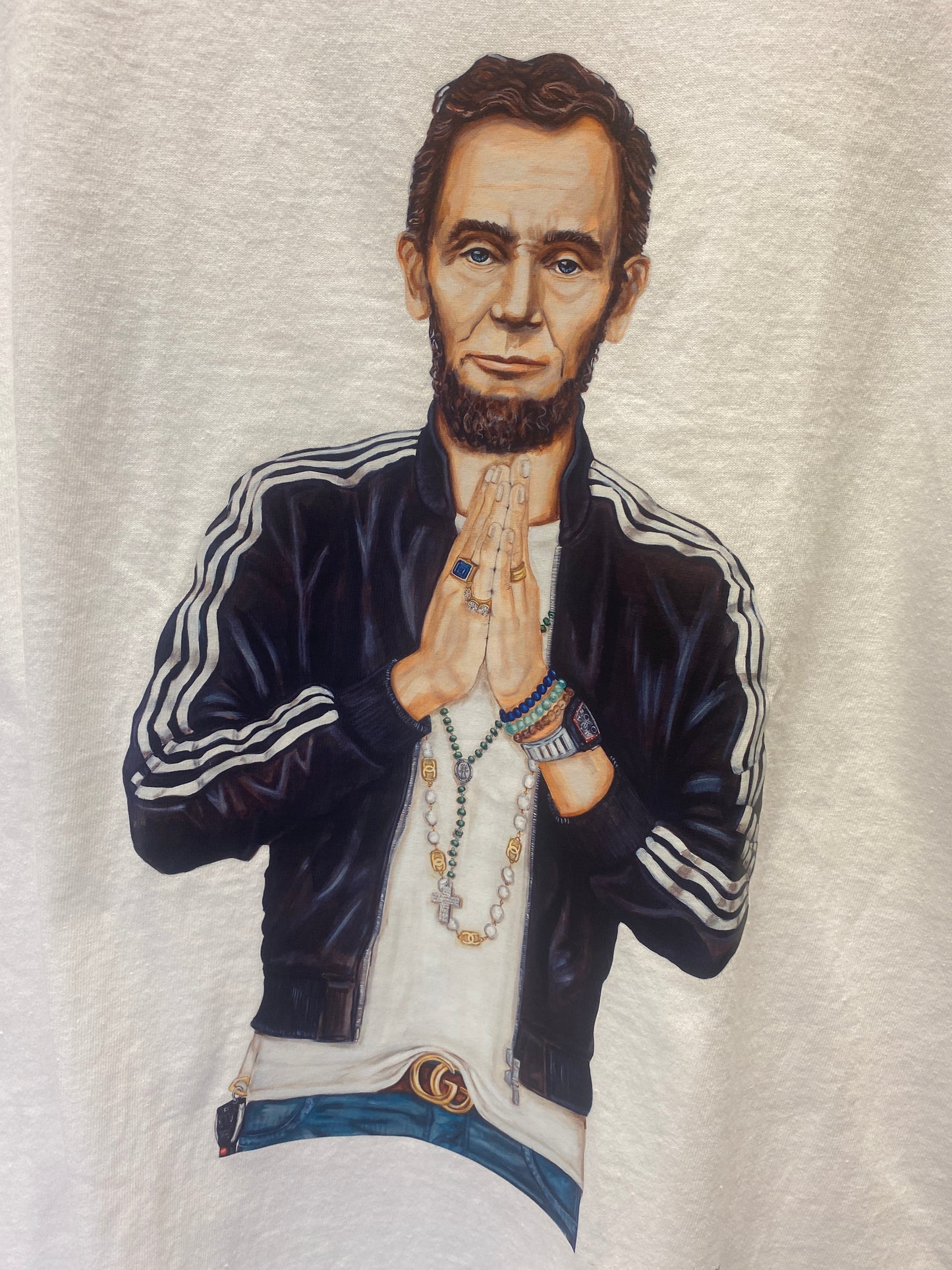 Praying Hands Abe — Tee