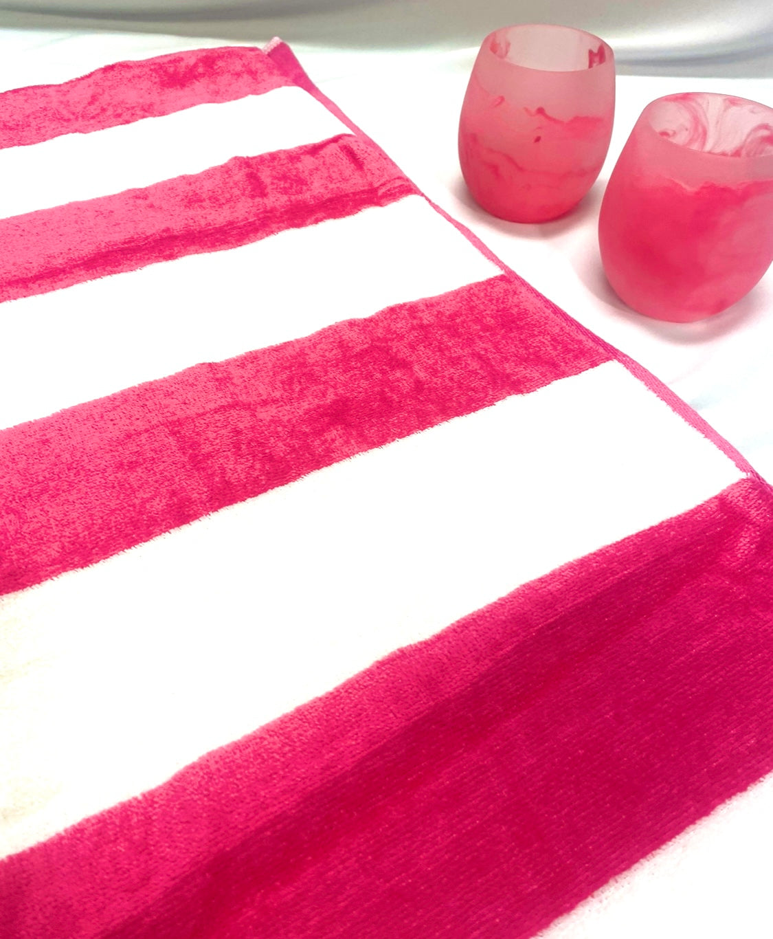 Cabana Girl Beach Towel — Hot Pink, White