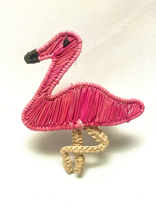 Flamingo Flo Raffia Napkin Rings — Set of 4/Flamingo Hot Pink with Black Accent Eyes and Little Beak