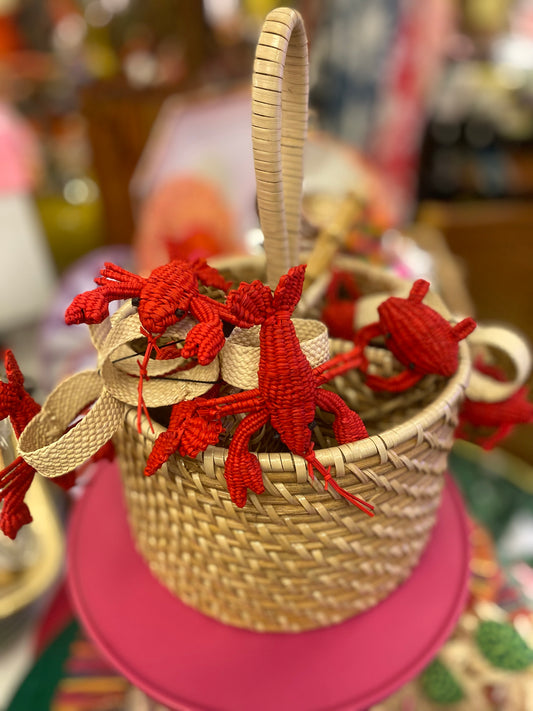 Rock Lobster Raffia Napkin Rings — Set of 4/Lobster Red