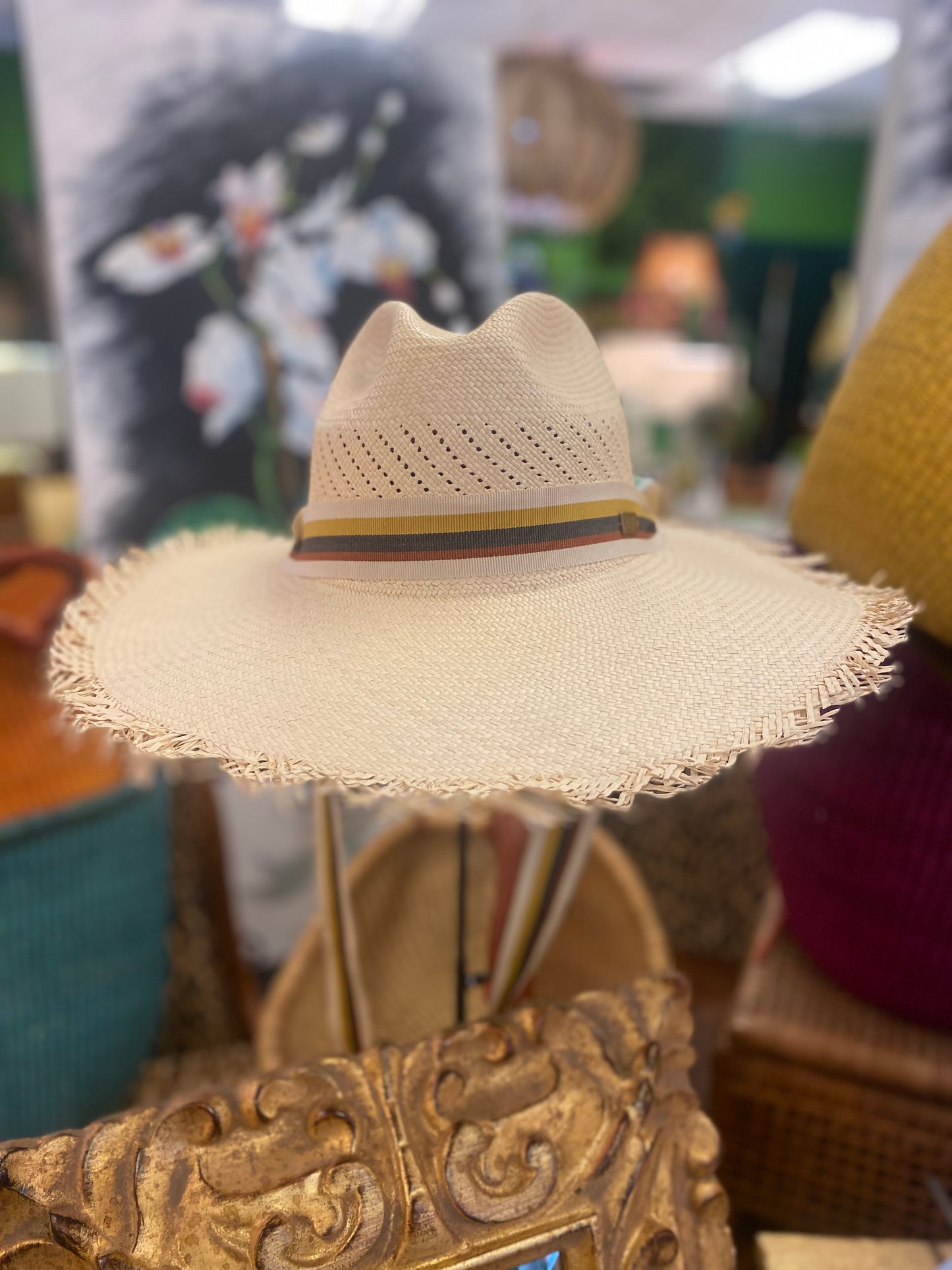 Beach Cafe / Sandy Beach Panama Hat With Grosgrain Ribbon Detail