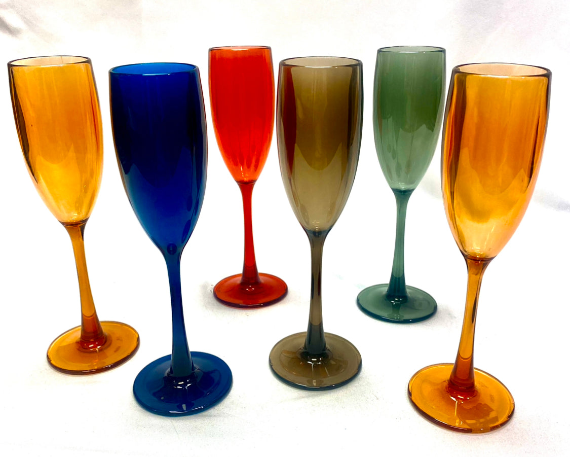 Color Me Champagne Flutes — Set of 6/Unbreakable Acrylic