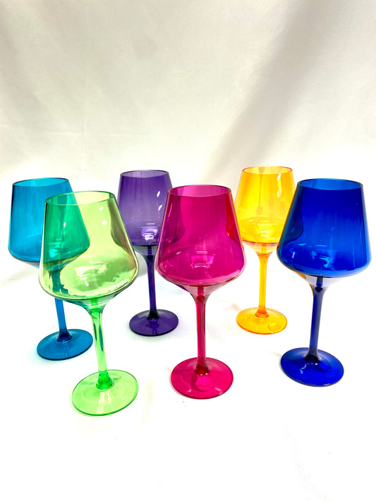 Color Me Wine Time Acrylic Stem -- Cobalt Blue, Hot Pink, Lime Green, Turquoise, Tangerine, Purple